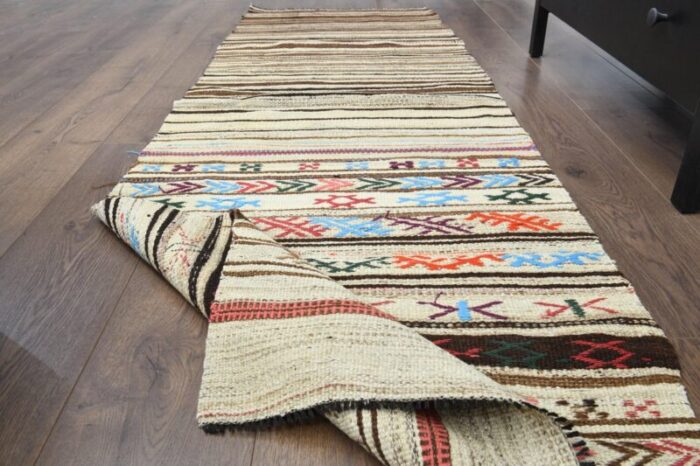 vintage turkish wool kilim runner rug 3