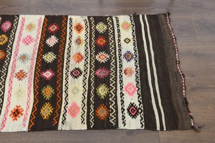 vintage turkish wool kilim runner rug 4 1