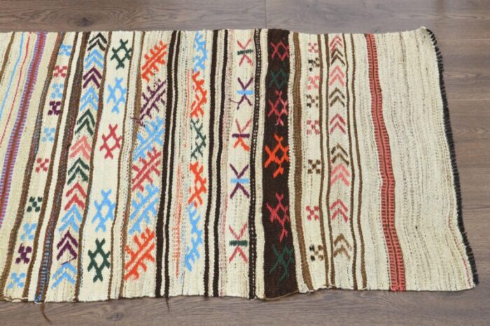 vintage turkish wool kilim runner rug 4