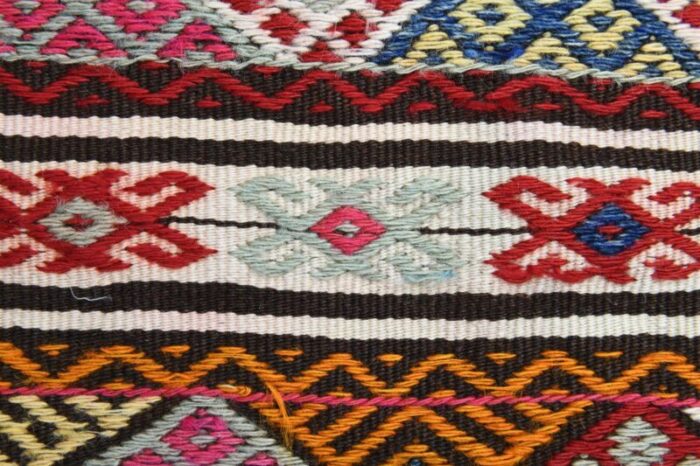 vintage turkish wool oushak kilim runner 8