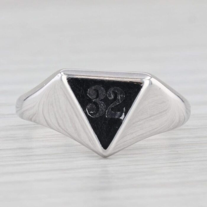 vintage unique 32nd degree scottish rite masonic signet ring 14k white gold size 95 2914