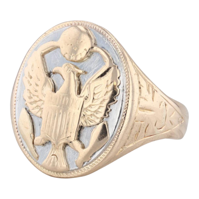 vintage us army military insignia ring 14k yellow white gold size 85 signet 3491