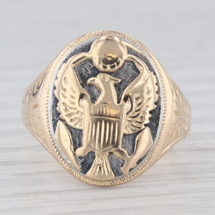 vintage us army military insignia ring 14k yellow white gold size 85 signet 7975