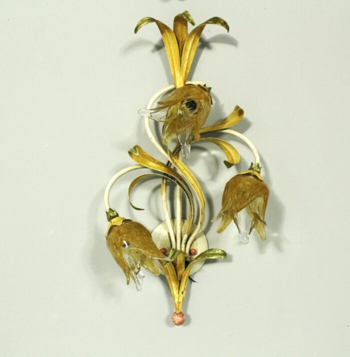 vintage wall light in iron and murano glass 2000s 3892