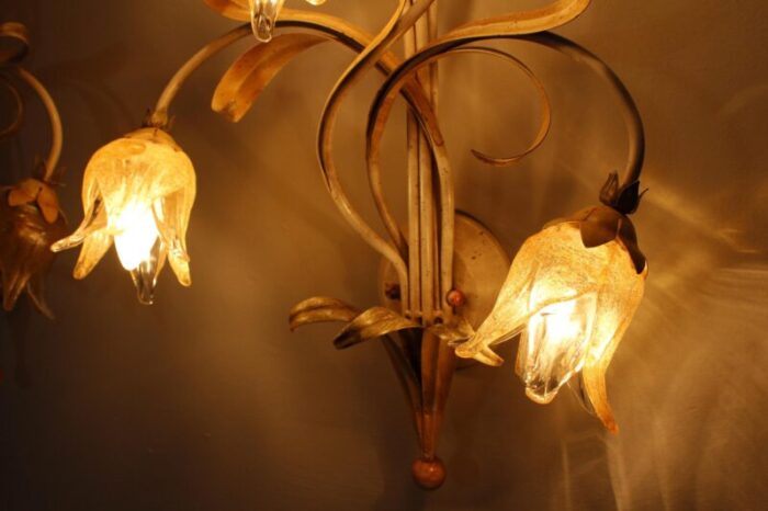 vintage wall light in iron and murano glass 2000s 7436