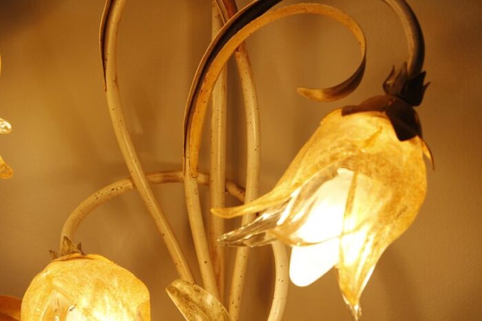 vintage wall light in iron and murano glass 2000s 9300