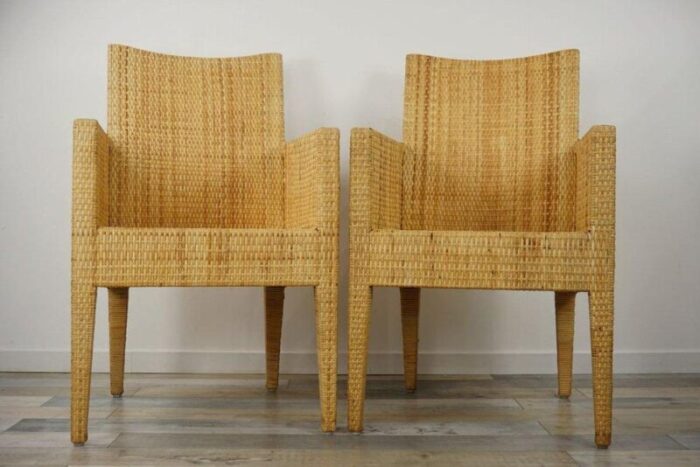 vintage wooden and rattan armchair 7477