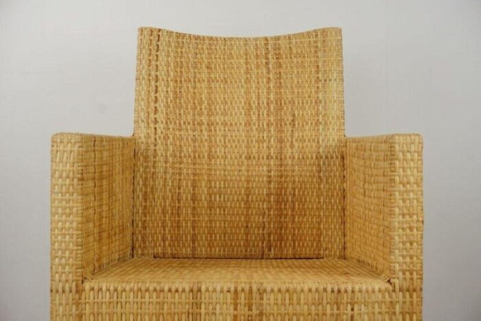 vintage wooden and rattan armchair 9421