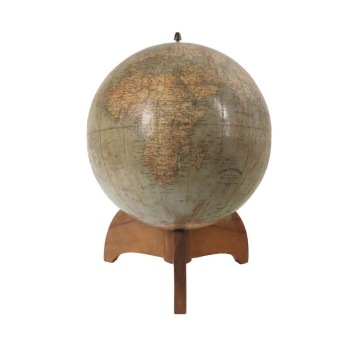 vintage wooden globe by a vallardi italy 1930s 1