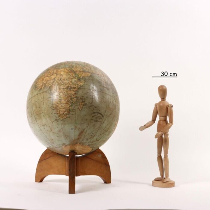 vintage wooden globe by a vallardi italy 1930s 2