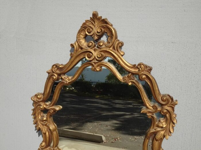 vtg large gold wall mantle mirror french rococo louis xvi ornate flourishes 6151