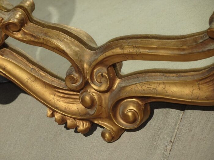 vtg large gold wall mantle mirror french rococo louis xvi ornate flourishes 6881