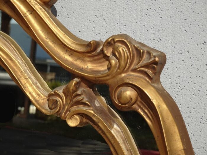 vtg large gold wall mantle mirror french rococo louis xvi ornate flourishes 9173