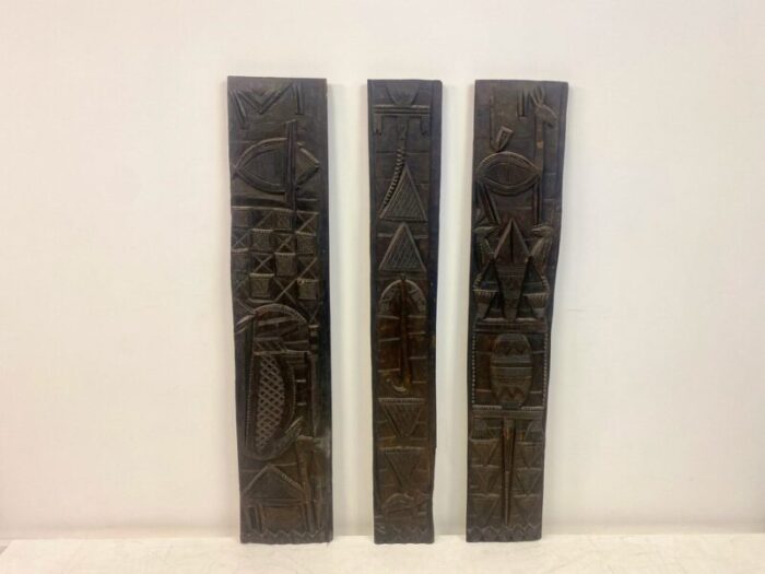 wall plaques in carved african wood set of 3 12