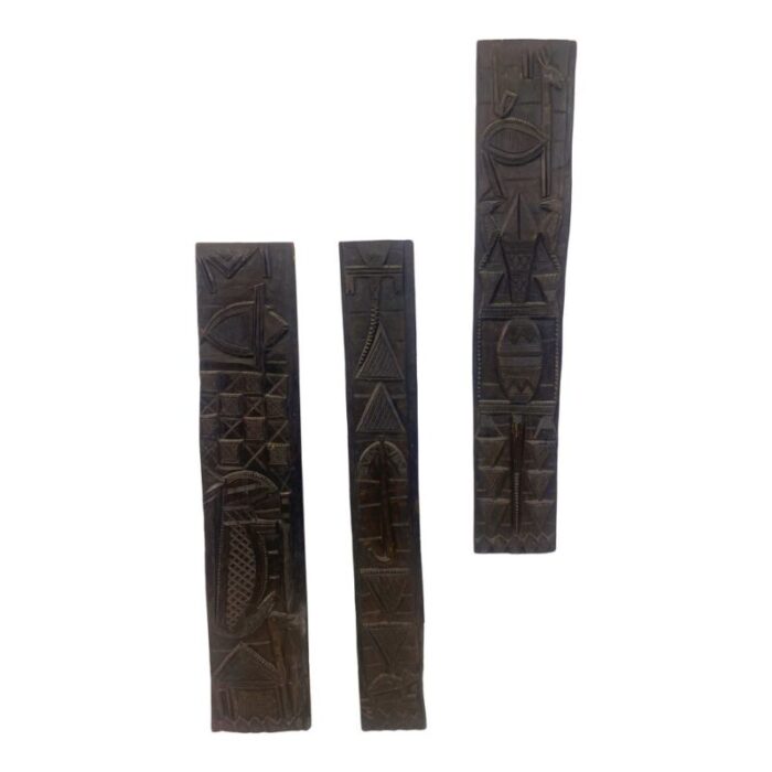 wall plaques in carved african wood set of 3 13