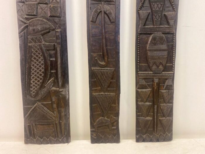 wall plaques in carved african wood set of 3 3