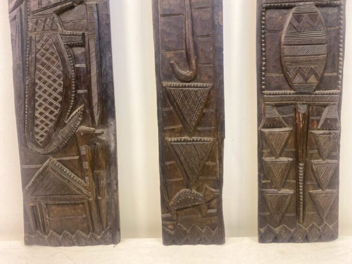 wall plaques in carved african wood set of 3 4