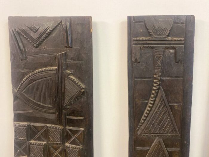 wall plaques in carved african wood set of 3 6