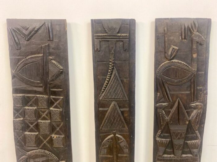 wall plaques in carved african wood set of 3 8