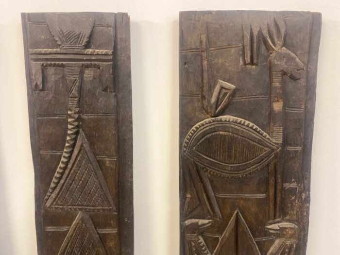 wall plaques in carved african wood set of 3 9