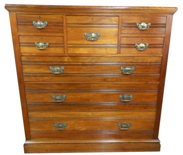 walnut chest of drawers with top hat drawer 1870s 8162