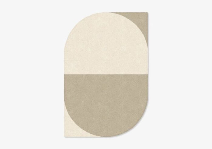 white taupe oval shape out rug from marqqa 1