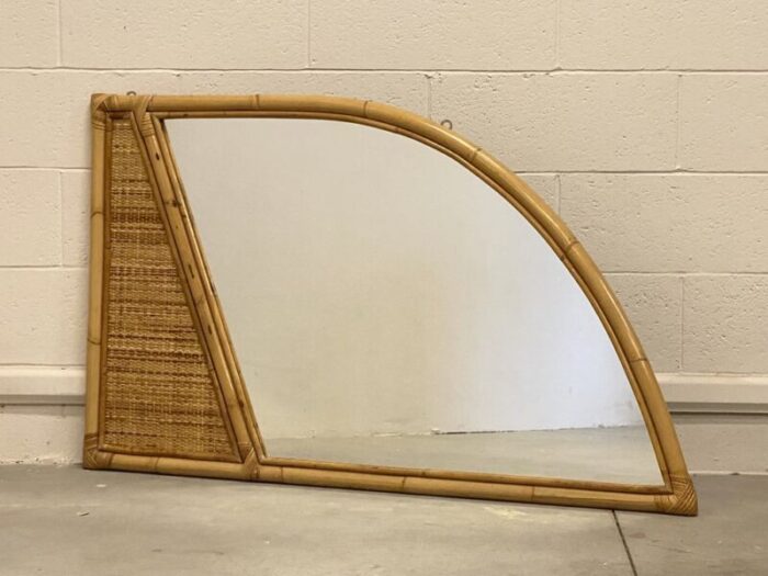 wicker and bamboo mirror 1970s 1