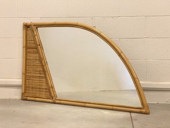 wicker and bamboo mirror 1970s 3