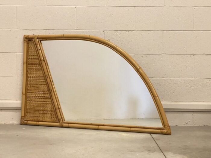 wicker and bamboo mirror 1970s 6