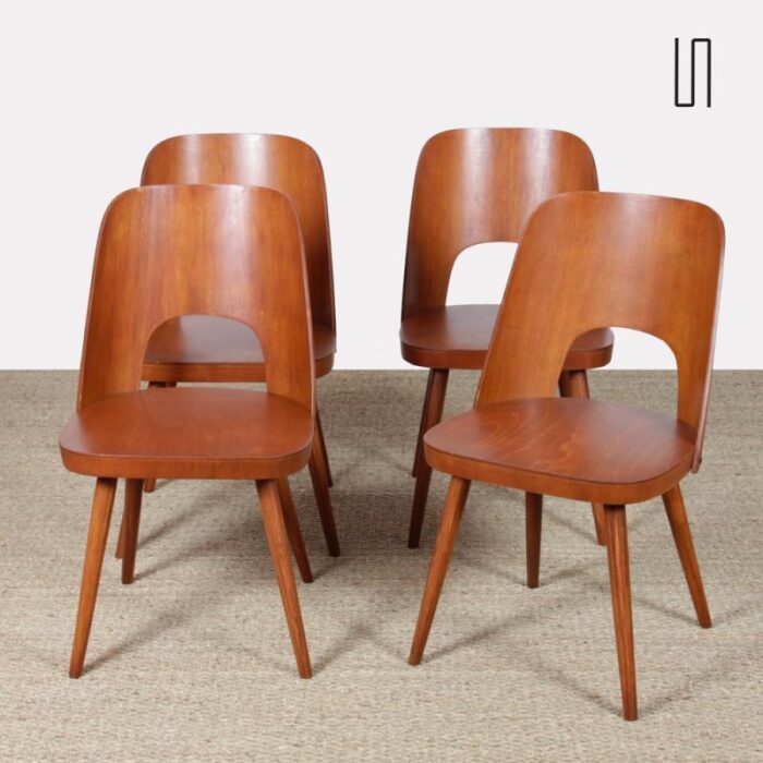 wooden chairs by oswald haerdtl for ton 1960s set of 4 5862