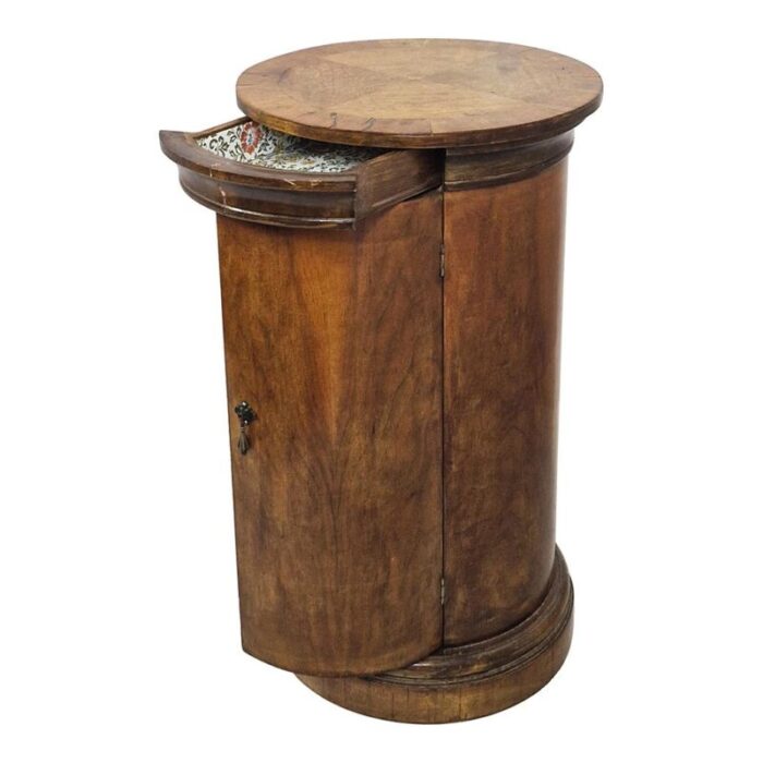 wooden cylinder bedside table 1950s 6368