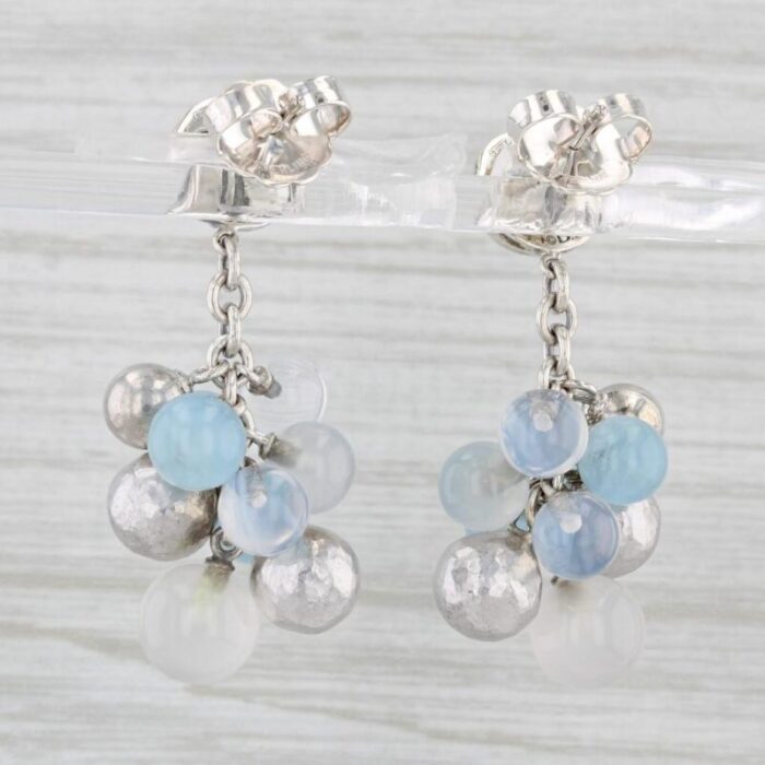 yurman elements bead aquamarine chalcedony earrings sterling silver 14k gold 2 pieces 3395